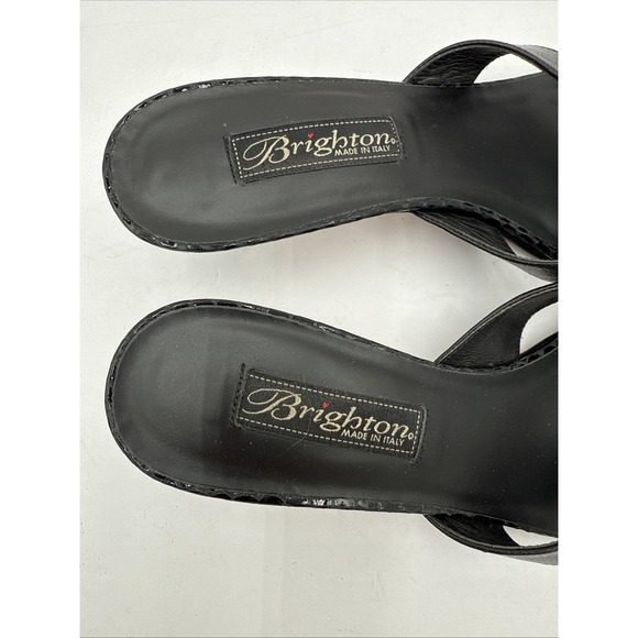 Vtg Brighton Maui Mules Sandals Black Open Toe Concho Italy 6 1/2 M - Picture 5 of 7